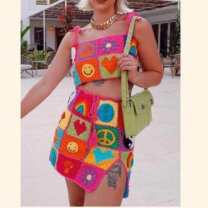 NWOT Crochet Crop Top and Skirt Set (Shop Fluffy)